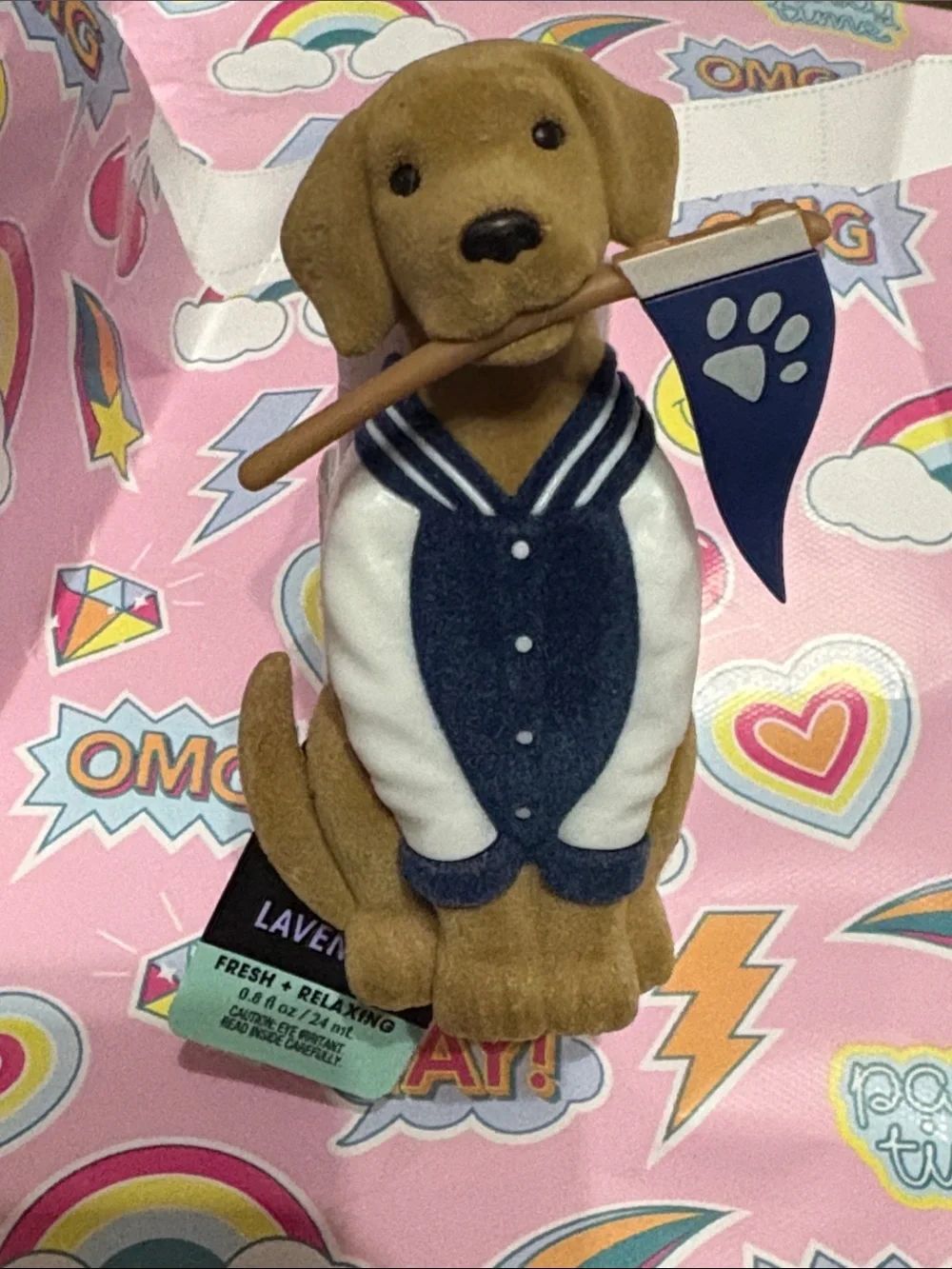 White Barn Lavender Freshening Plush Dog with Navy and Tan Colors